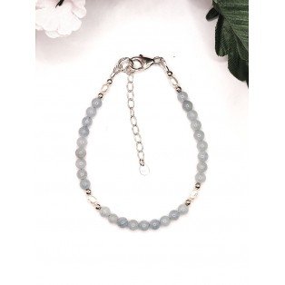 Dainty Aquamarine & Freshwater Pearl Bracelet